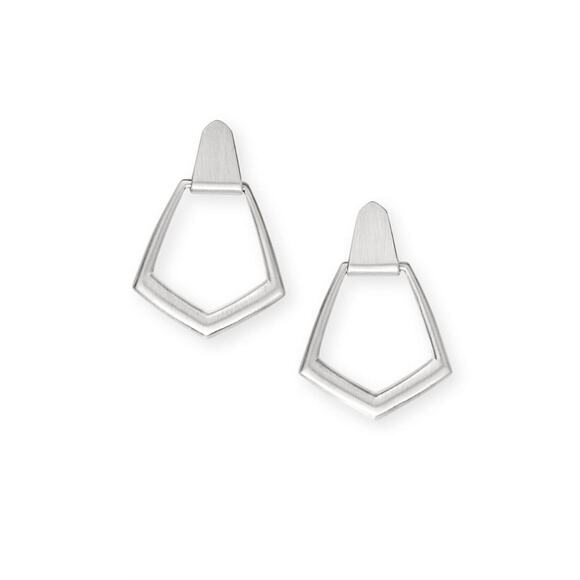 NWT! Kendra Scott Paxton Earrings in Bright Silver Tone - Picture 2 of 5